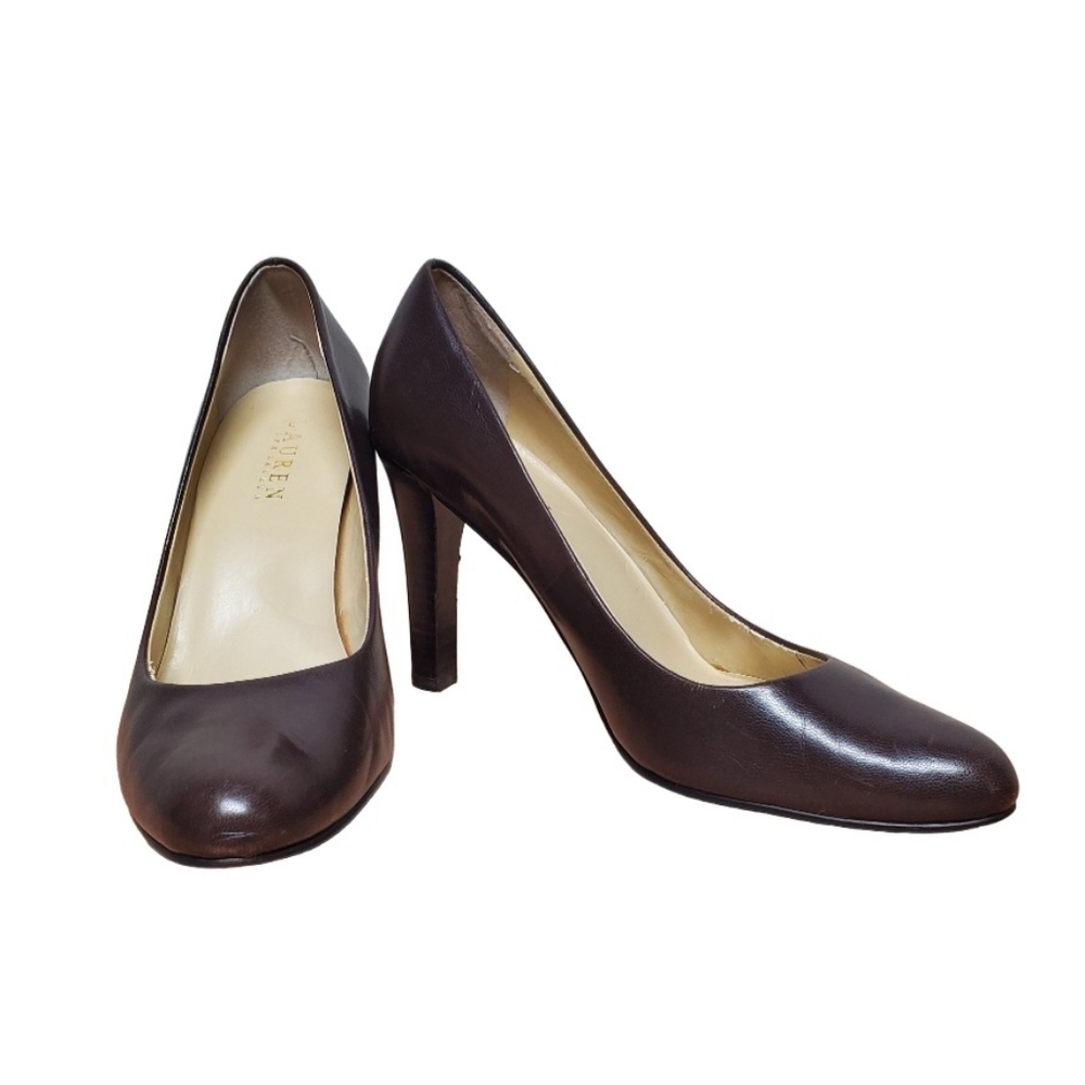 Ralph Lauren Dark Brown Leather High Heel Pumps